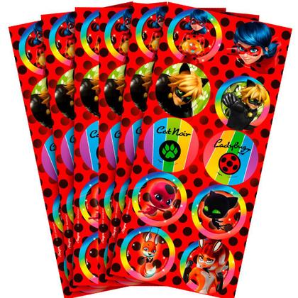 Imagem de 30 Adesivos redondo decoração Ladybug festa aniversário