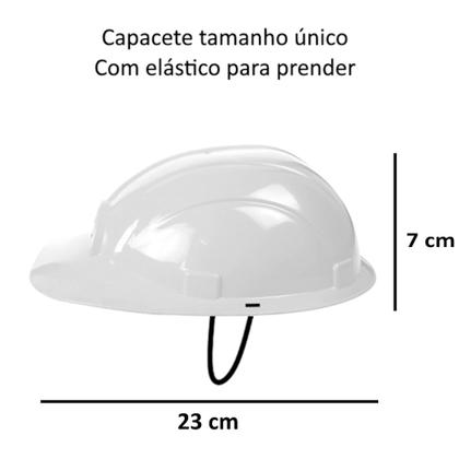 Imagem de 30 Capacetes Construtor Fantasia Operário Infantil Tamanho único p/ Festa Branco