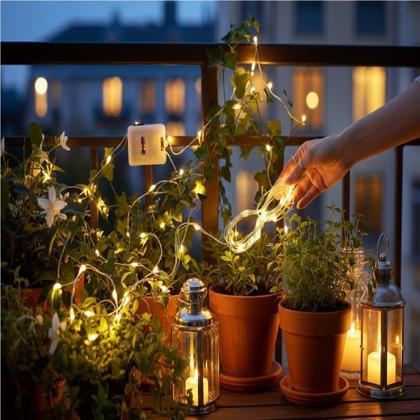 Imagem de 30 Fio de fada led 2m 20 leds cada branco quente 3 funções