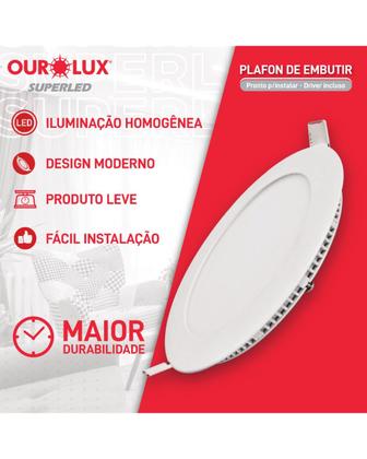 Imagem de 30 Luminária Ourolux Led Embutir 18w Bivolt 2700k Redondo