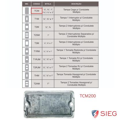 Imagem de 30 Placa Do Condulete Cega 2 Polegadas Alumínio Sieg Tcm200