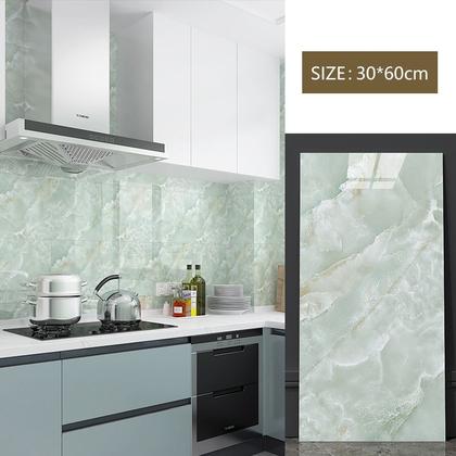 Imagem de 30 Placas Adesivas de Parede 30x60cm 3d Autocolante Mármore Branco Esmeralda Vinílico Lavável Quarto Sala
