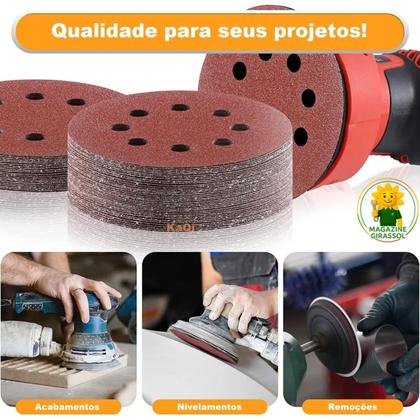 Imagem de 30 X Lixas Disco Grão 5 Polegadas 125mm 8 Furos Lixadeira Politriz KaQi