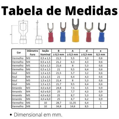 Imagem de 30un Terminal Forquilha Garfo Azul 1,5-2,5mm² M4 SV2-4