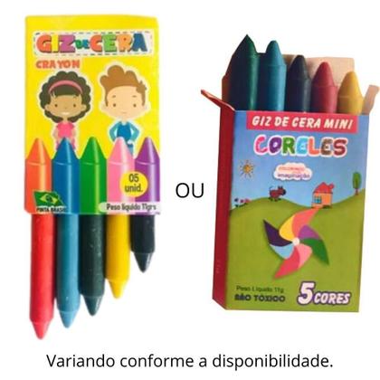 Imagem de 35 Mini Giz De Cera De 5 Cores Lembrancinhas Kits