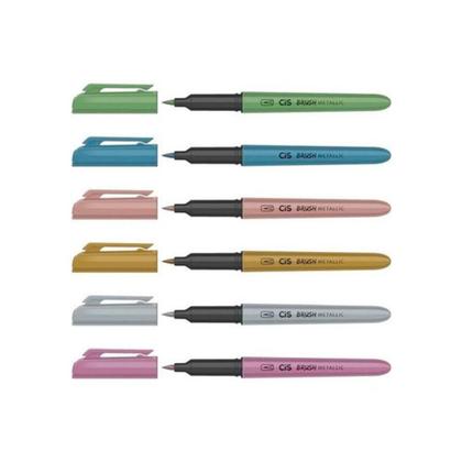 Imagem de 36 Brush Pen 6 Cores Metallic Cis - (6 estojos c/ 6 unid)