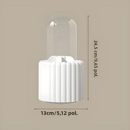 Imagem de 360 graus Organizador De Pincéis De Maquiagem Rotativo Com Tampa, Caixa De Armazenamento De Cosméticos