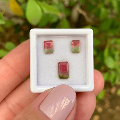 Imagem de 3ø Turmalina Bicolor Baguete Retangular 2,16ct