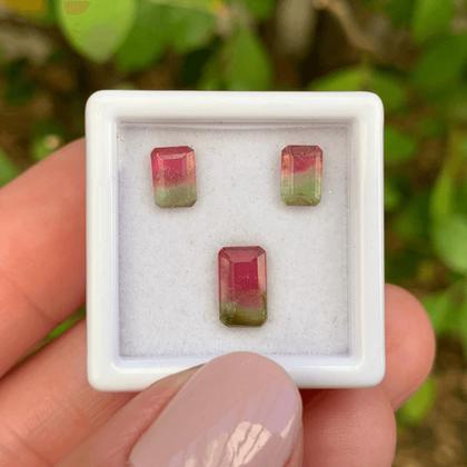 Imagem de 3ø Turmalina Bicolor Baguete Retangular 2,16ct