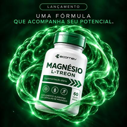 Imagem de 3Potes Magnesio Treonato 500Mg 180Cáps - (Laudo de Pureza) Ecomev