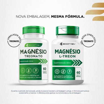 Imagem de 3Potes Magnesio Treonato 500Mg 180Cáps - (Laudo de Pureza) Ecomev