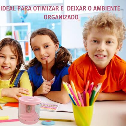 Imagem de 3u Apontador D Mesa Elétrico Pilha Automático Escolar C/rosa