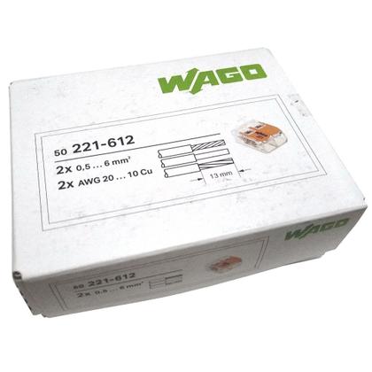 Imagem de 3un Conector Wago 221-612 2 vias 41A/450V Emenda Derivação Ideal para Chuveiro Original