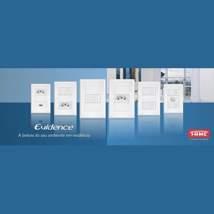 Imagem de 3un Interruptor Simples  2 Teclas 16A e Tomada Quádrupla Padrão 2P+T 20A Com Placa Evidence FAME