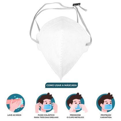 Imagem de 3Un Máscaras M.F.Q PFF2 Descartável Branca c Clip Nasal