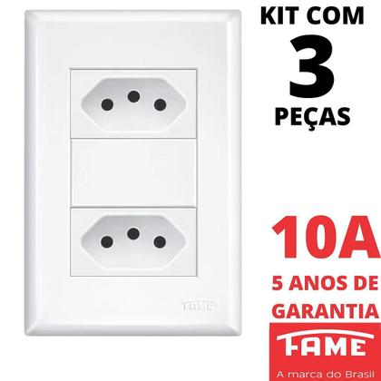 Imagem de 3un Tomada Padrão Dupla 2P+T 10A Com Placa Evidence FAME