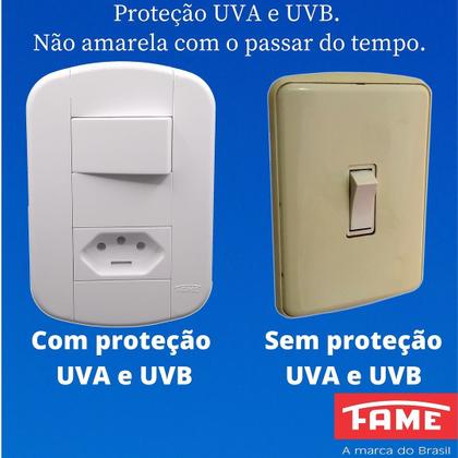 Imagem de 3un Tomada Telefone RJ11 4 Vias Com Placa Blanc Mais FAME