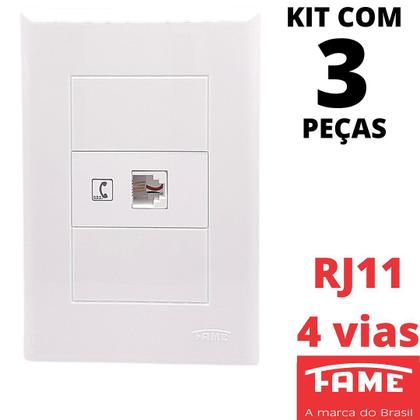 Imagem de 3un Tomada Telefone RJ11 4V Com Placa Evidence FAME