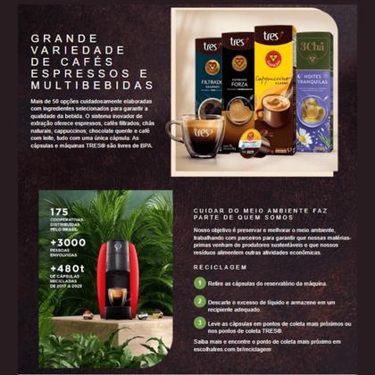 Imagem de 3x Cápsula de Café Tres 3 Corações Cappuccino Napolitano 10 Unidades