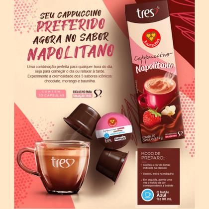 Imagem de 3x Cápsula de Café Tres 3 Corações Cappuccino Napolitano 10 Unidades