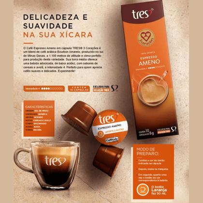 Imagem de 3x Cápsula de Café Tres 3 Corações Espresso Ameno 10 Unidades