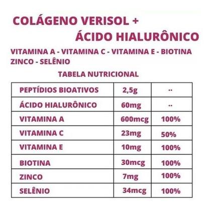 Imagem de 3x Colágeno Verisol + Ácido Hialurônico 120 Capsulas