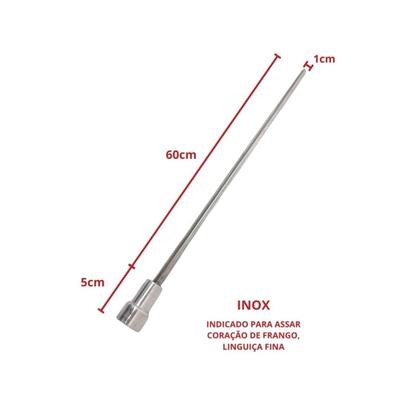 Imagem de 3x Espetos De Inox Lâmina 60cm Duplo/Coração Para Churras