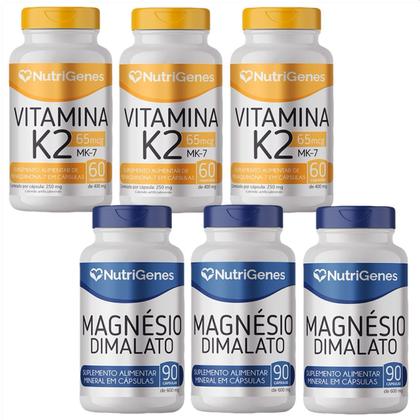 Imagem de 3x Magnésio Dimalato + 3x Vitamina K2 - MK-7 - Nutrigenes