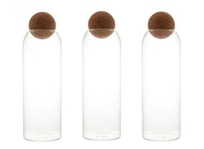 Imagem de 3X Pote Vidro Rolha Cortiça Borossilicato Tampa Esfera 1,3L