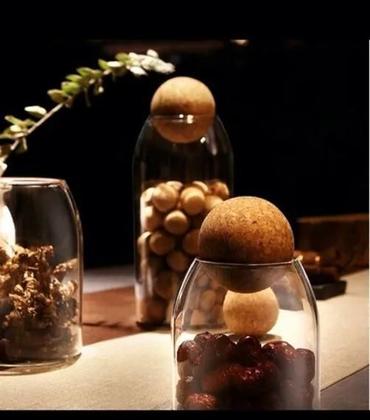 Imagem de 3X Pote Vidro Rolha Cortiça Borossilicato Tampa Esfera 1,3L