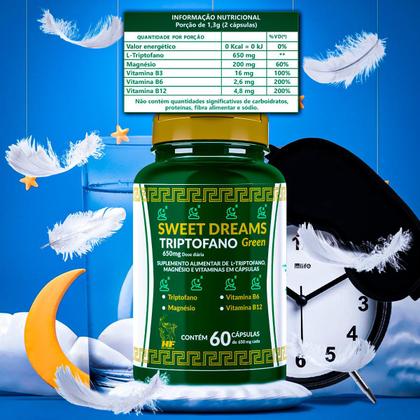 Imagem de 3x TRIPTOFANO SWEET DREAMS 650MG HF SUPLEMENTS 60CAPS