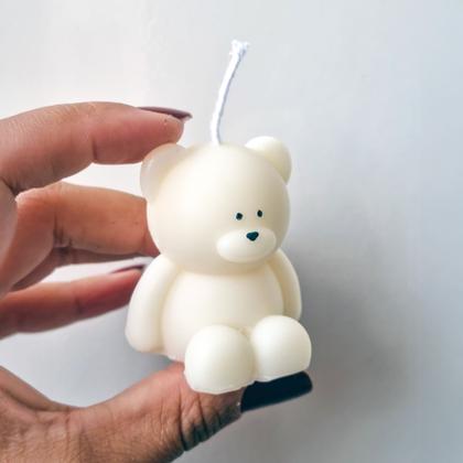 Imagem de 3x Vela Aromática Artesanal Ursinho Saquinho Organza e Tag Personalizável  Lembrancinha