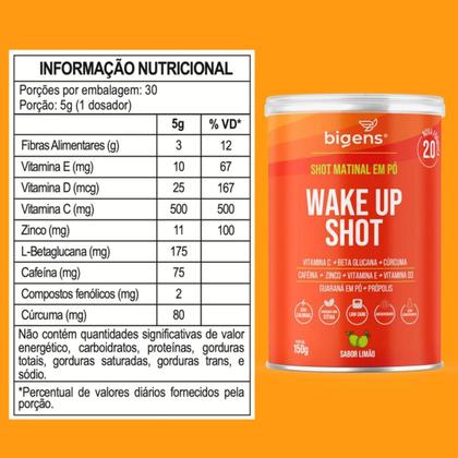 Imagem de 3x Wake Up Shot Matinal Bigens Limão 150g