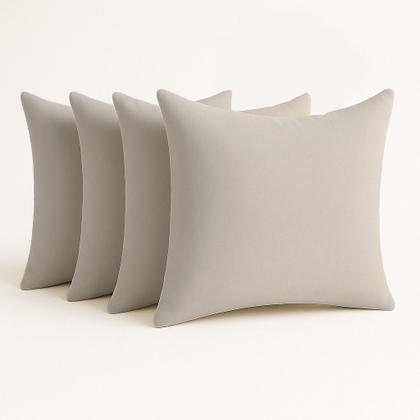 Imagem de 4 Almofadas Cheia Veludo Sofa Decorativa 45x45 Creme Claro