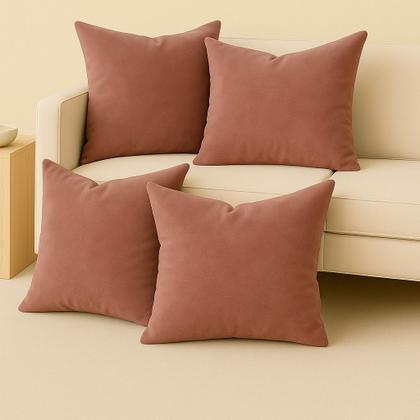 Imagem de 4 Almofadas Cheia Veludo Suede Sofa Decorativa 45x45 Rosa