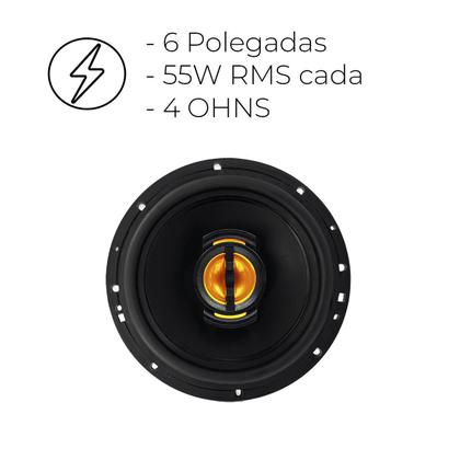 Imagem de 4 Alto Falantes 6 Polegadas JB Flex Le Son 110Wrms 220W 4 Ohms + Rádio Automotivo MP3 USB SD FM Bluetooth First Option