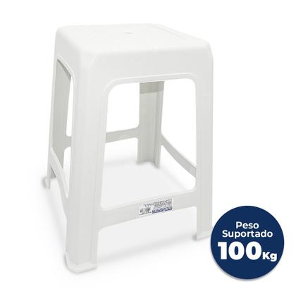 Imagem de 4 Banquetas Branca Plástico Multiuso Resistente 100kg