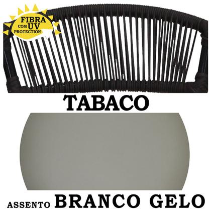 Imagem de 4 Banquetas em Fio de Fibra Artesanal para Bar, Bancada, Balcão, Lanchonete - Havaí - Tabaco e Branco Gelo