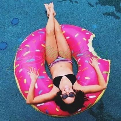 Imagem de 4 Boia Donut Redonda Rosa Inflavel Para Piscina E Praia Mor