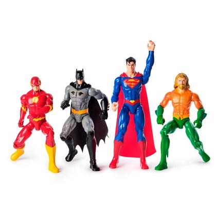 Imagem de 4 Bonecos Flash, Batman, Superman e Aquaman de 30cm - DC