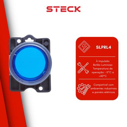 Imagem de 4 Botão Pulsador Luminoso Momentâneo Steck SLPRL4 Azul