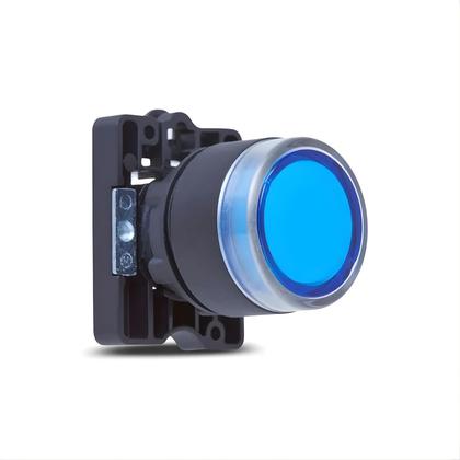 Imagem de 4 Botão Pulsador Luminoso Momentâneo Steck SLPRL4 Azul