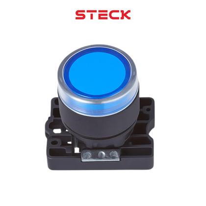 Imagem de 4 Botão Pulsador Luminoso Momentâneo Steck SLPRL4 Azul
