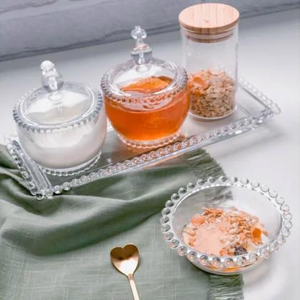 Imagem de 4 Bowls Taças de Vidro Cristal 180ml Pearl Wolff Tigelas de Servir Sobremesa