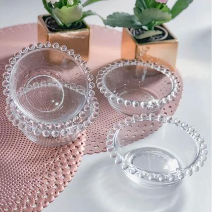 Imagem de 4 Bowls Taças de Vidro Cristal 180ml Pearl Wolff Tigelas de Servir Sobremesa