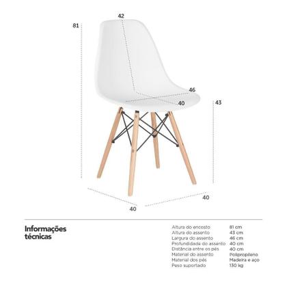 Imagem de 4 Cadeiras Charles Eames Eiffel Dsw Clara Branco