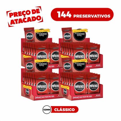 Imagem de 4 Caixa de Camisinha Preservativo Prudence Tradicional Lubrificado são 48 x 3 total de 144 preservativos.