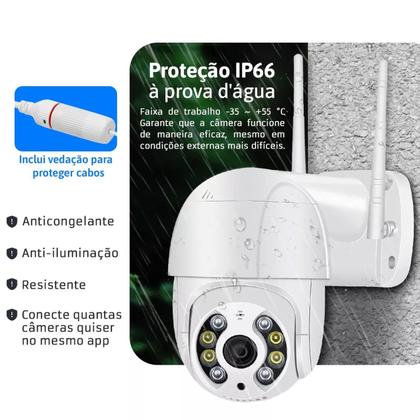 Imagem de 4 Cameras Sem Fio DVR NVR Segurança App Celular Gravador de Video Wifi Microfone Alto Falante Visao Noturna Ip66 Casa Rua Varanda Garagem Loja Comerci
