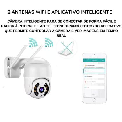 Imagem de 4 Cameras Sem Fio DVR NVR Segurança App Celular Gravador de Video Wifi Microfone Alto Falante Visao Noturna Ip66 Casa Rua Varanda Garagem Loja Comerci