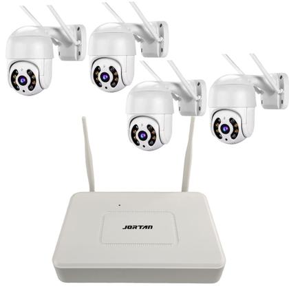 Imagem de 4 Cameras Sem Fio DVR NVR Segurança App Celular Gravador de Video Wifi Microfone Alto Falante Visao Noturna Ip66 Casa Rua Varanda Garagem Loja Comerci